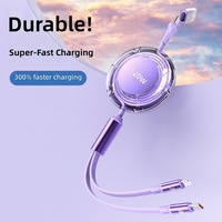 Auto-Ladekabel 6A Einziehbar aus Aluminiumlegierung 2-in-1 Transparent 120W Schnell-Lade-Datenkabel mit Eigenem Logo Perfektes Geschenk