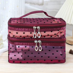 Vente chaude en gros, trousse de maquillage transparente imperméable à fermeture éclair, imprimé floral, poignée en PVC transparent, trousse de voyage, trousse de maquillage - Product Image 2