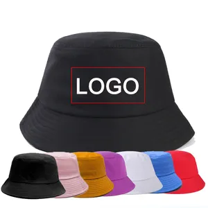 Vente en gros de chapeaux de pêcheur unisexe en coton à large bord pour hommes et femmes avec logo personnalisé