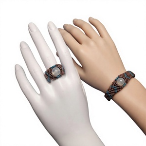 HARI OM CREATIONS Ensemble de bagues en macramé faites à la main avec pierres précieuses |   Bijoux unisexes de style nautique certifiés IGI |   D'inspiration hindouiste - Product Image 1