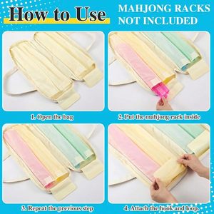Bolsa de Lona para Racks de Mahjong y Tapete, Bolsa de Almacenamiento Vacía para Racks de Mahjong con Asa, Cremallera y 4 Compartimentos Separados - Product Image 5