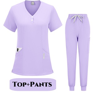 Women Scrub Set Moisture Wicking Knitted Split Uniform Hospital Workwear Size S XXL - Product Image 5