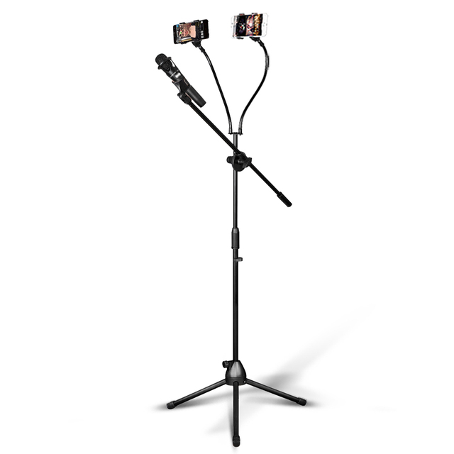 Depusheng H1-A 2 in 1 With Tripod Tilting Rotating Adjustable Floor Bracket Mobile Cellphone Microphone Holder