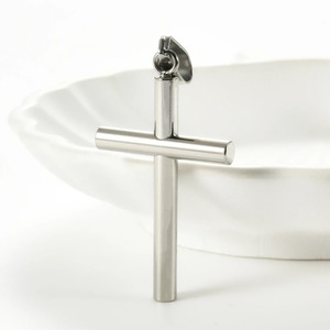 Stainless Steel Simple Cylindrical <b>Cross</b> <b>Pendant</b> Necklaces Classic Religious Prayer Charms Chain Amulet Jewelry For <b>Men</b> Women - Product Image 5