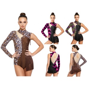Justaucorps de danse pour femme, asymétrique, à une manche, avec franges et découpe dorsale, pour performance scénique contemporaine, sur mesure - Product Image 1