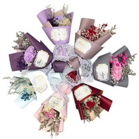 Enkelvoudige roos, anjer, baby's adem, mini gedroogde eeuwigdurende bloemenboeket Valentijnsdag cadeau handgemaakt groothandel langdurig