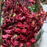 LO-1271 Fourniture en gros de fleurs artificielles bordeaux, mélange d'hortensias, de roses, de pivoines et d'orchidées pour centre de table de mariage