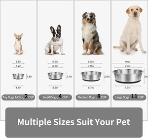 Mangkuk anjing Set mangkuk baja tahan karat silikon antiselip dasar karat tempat makan hewan peliharaan mangkuk tahan piring logam tebal untuk anjing Besar Sedang - Product Image 3
