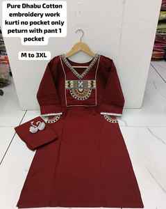 Conjunto de Kurti y Pantalón de Algodón Étnico de Moda para Mujer, Estilo Indio, con Bordado a Mano, para Bodas, Fiestas y Festividades, Venta al por Mayor - Product Image 1