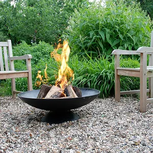 سلة حرائق وعاء حرائق Esschert بتصميم حديقة كبيرة 50 سم مصنوعة من الصلب 2 مم حرق الأخشاب لحرق الآبار في الهواء الطلق