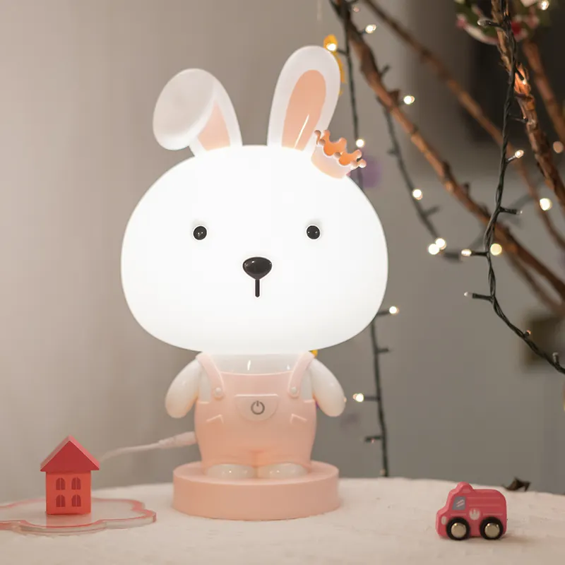 WD Cute Rabbit Cartoon Night Light Touch switch Desk Lamp For Children Gift Decorative Lamp Bedside Bedroom