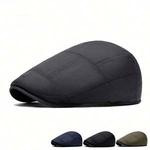 Autumn Winter Down Warm Ivy Hat <b>Men</b> Simple Quilted Beret Hat Retro Casual <b>Cap</b> Thickened Peaky <b>Caps</b> - Product Image 1
