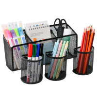 Office Supplies Strong Magnet Wire Mesh Pen Holder Storage Basket Organizer, 4-Pack Magnetic Pencil Holder