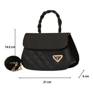 Lucrecia Fana Sac messager noir à bandoulière grande capacité pour femme en cuir PU motif uni toutes saisons - Product Image 4