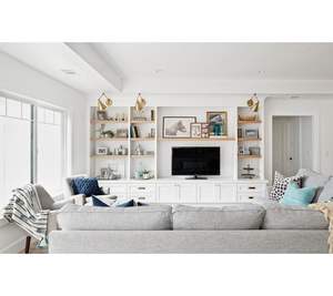 Meubles <span class=keywords><strong>TV</strong></span> en bois de style shaker blanc personnalisés de luxe modernes - Product Image 1