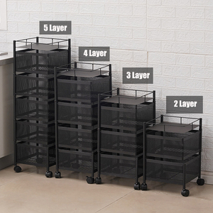 卸売格安5層円形正方形回転バスケットホイール付き大型収納ラック、果物と野菜の金属ワイヤー棚 - Product Image 4