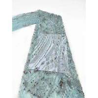 Tissu de robe de mariée brodé de luxe lourd noir, tissu de robe longue en strass, perle et sequin robe de soirée à la main en dentelle fa