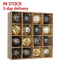 Eaglegifts 80Mm 16ct Moderne Onbreekbaar Zwart En Goud Kerstboom Ornamenten Plastic Ballen Decoraties Set