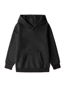Sweat-shirt à capuche en molleton de coton pour enfants, couleur unie, avec poche kangourou, pour l'automne et l'hiver - Product Image 2