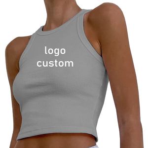 <span class=keywords><strong>Canotta</strong></span> da donna Sexy senza maniche con Logo personalizzato <span class=keywords><strong>a</strong></span> costine in tinta unita con Logo personalizzato - Product Image 4