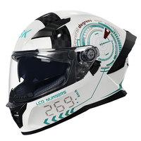 Casque de moto intégral homologué DOT, casque de course avec double visière, graphismes numériques cool pour moto de rue, homme adulte