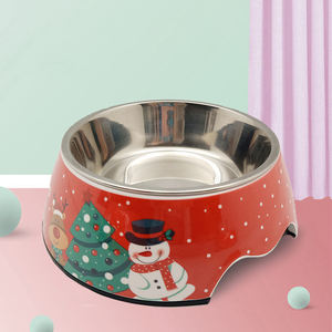 Mangkuk Stainless Steel Keramik, Mangkuk Makanan Hewan Peliharaan Kucing Anjing Kustom Natal - Product Image 1