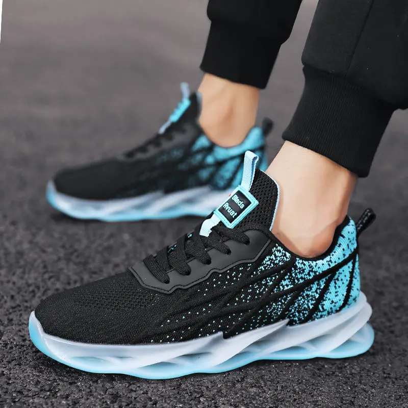 2019 new model knitting black running sneakers wholesale cheap men sport shoes