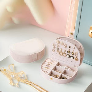 Luxury Custom logo <b>Small</b> Portable PU Leather Jewellery Ring Earring Necklace Storage <b>case</b> Display Travel Jewelry Organizer Box - Product Image 3