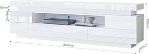 Meuble <span class=keywords><strong>TV</strong></span> moderne à lumières <span class=keywords><strong>LED</strong></span> Panneau en bois noir brillant pour meubles de maison pour le salon Étagère ouverte Espace de rangement caché - Product Image 2