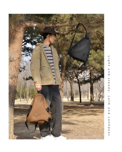 <b>Brown</b> Nylon Waterproof <b>Backpack</b> with Zipper Closure Casual Outdoor All Seasons Use - Product Image 6