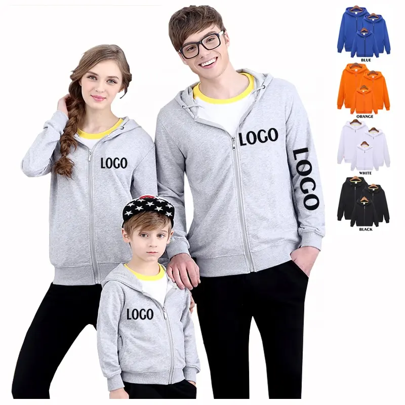 Großhandel Low MOQ Winter Herbst Eltern Kind Hoodies mit Reiß verschluss Kleidung Mama Papa und Sohn Tochter Matching Outfit Familie Hoody