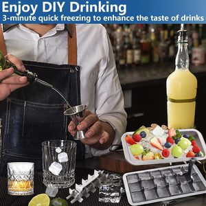 Bacs <span class=keywords><strong>à</strong></span> <span class=keywords><strong>glaçons</strong></span> en acier inoxydable, plateaux <span class=keywords><strong>à</strong></span> <span class=keywords><strong>glaçons</strong></span> en métal pour congélateur, design d'inspiration <span class=keywords><strong>vintage</strong></span> avec levier de déverrouillage, poignée de retrait - Product Image 5