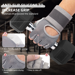 Guantes Deportivos MKAS de Alta Calidad, Transpirables, Antideslizantes, de Medio Dedo, con Soporte Ajustable para la Muñeca - Product Image 2