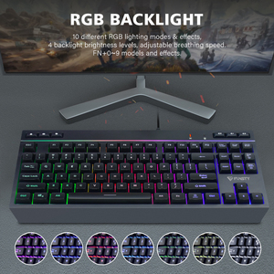 Bàn Phím Cơ Bàn Phím Có Dây Chơi Game Di Động Công Tắc Màu Xanh Dương Đèn Nền RGB 87 Phím Bàn Phím Tiếng Tây Ban Nha Hàn Quốc Cho Máy Tính Để Bàn Máy Tính Xách Tay - Product Image 3