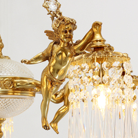 Lampe suspendue de luxe en laiton Cupid Jewellerytop, éclairage décoratif, lampe à LED suspendue, luminaire de lustre à 3 pendentifs dorés