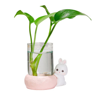 Vase en verre transparent sur le thème des animaux mignons, décoration hydroponique Pothos, vase de table pour la maison, le salon, style moderne et simple - Product Image 5
