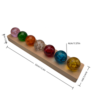 Boules <span class=keywords><strong>de</strong></span> <span class=keywords><strong>cristal</strong></span> craquelé <span class=keywords><strong>de</strong></span> 40 mm, <span class=keywords><strong>7</strong></span> couleurs, avec base en bois LED, ornements décoratifs Feng Shui, sphères <span class=keywords><strong>de</strong></span> verre à bulles, veilleuse - Product Image 2