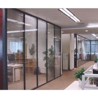 Séparateurs de pièces de bureau modernes personnalisables cloison en verre et aluminium insonorisée pleine hauteur démontable