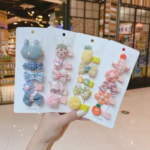 KHC035B Manufacturer New Children Hair Clip 5-piece Set Small Fresh Cute Cartoon Baby Girl Duckbill Clip Headdress Accessories