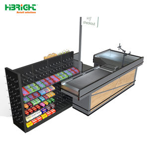 Mostrador de Caja Moderno para Supermercado con Cinta Transportadora, Escritorio para Cajero, Soporte de Acero para Caja Registradora para Tiendas de Abarrotes y Comercio Minorista - Product Image 1