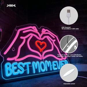 Letreros LED de neón personalizados para la mejor mamá de la historia, regulables, alimentados por USB, luz ambiental, decoración para escaparates, luz indicadora de calle - Product Image 1