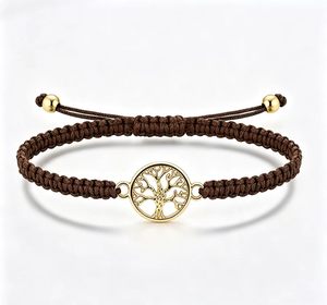 LC202604105 สร้อยข้อมือเชือกถักแบบปรับได้พร้อมจี้ต้นไม้แห่งชีวิตสำหรับผู้หญิงและผู้ชาย - Product Image 5