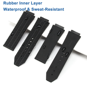Bracelet de montre en caoutchouc de silicone 24x17mm 26x19mm, bracelet de remplacement sport à extrémités courbes - Product Image 4
