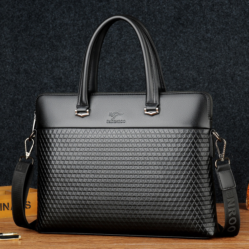 Men's Leather Business Briefcase – Designer 14-Inch Laptop & Travel Shoulder Bag - View 2