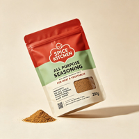 Sachet d'emballage personnalisé pour poudre d'épices, pochette verticale refermable avec fenêtre, emballage alimentaire de qualité alimentaire avec fermeture éclair