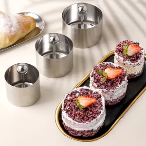 High quality 304S/S round stainless steel cake mould ring set for push pastry baking tool
