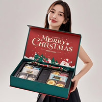 Kotak Kado Natal Kejutan Ramah Lingkungan dari Karton dengan Pita, Desain Kustom, Ukuran Cetak Sesuai Pesanan, Mudah Dilipat