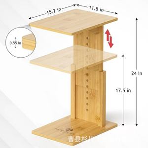 Bamboo Height Adjustable Sofa <b>Table</b> With Storage <b>C</b> <b>Shape</b> Side <b>Table</b> For Living Room Coffee <b>Table</b> - Product Image 4