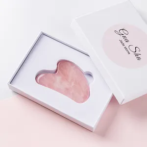 दिल के आकार गुआ शा उपकरण प्राकृतिक पत्थर गुलाबी गुलाब क्वार्ट्ज जेड गुआ शा स्क्रेपर्स के लिए चेहरे की मालिश