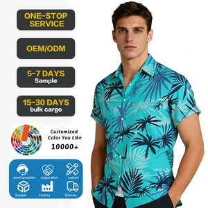 Camicia Hawaiana da <span class=keywords><strong>Uomo</strong></span> Casual Antipiega <span class=keywords><strong>Slim</strong></span> <span class=keywords><strong>Fit</strong></span> con Colletto e Bottoni a Maniche Corte, <span class=keywords><strong>Abbigliamento</strong></span> Estivo, Servizio OEM Personalizzato - Product Image 1